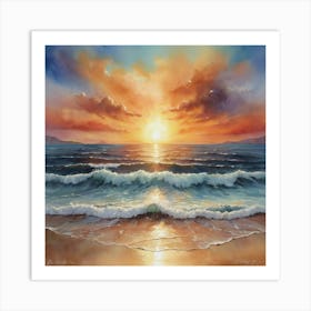 Sunset Over The Sea Art Print 3 Art Print