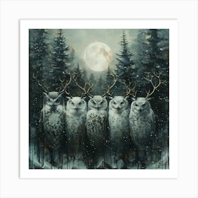 Owls In The Forest Art Print