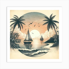 Sunset On The Beach Art Print