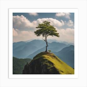 Lone Tree On Top Of Mountain 24 Art Print