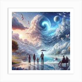 Family In The Clouds Art Print