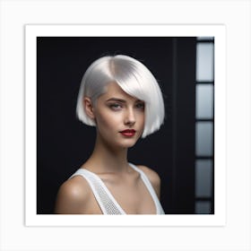 Beautiful Woman With White Hair Art Print