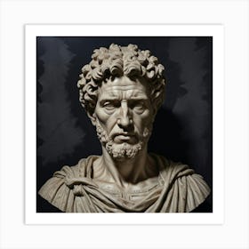 Oil Painting Imposing Marble Bust Of The Roman Emperor Art Print