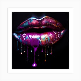 Dripping Lips Colorful Lips. Pasion concept Art Print