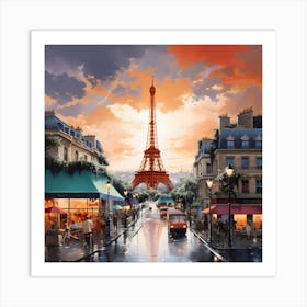 Paris At Sunset 1 Art Print