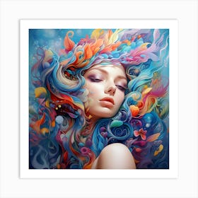 Woman With Colorful Hair - Liberty Art Print