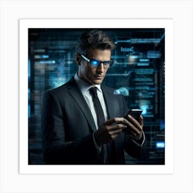 A Sleek Modern Businessman Dressed In A Tailored Suit Emanating Wisdom And Professionalism Immers (1) Art Print