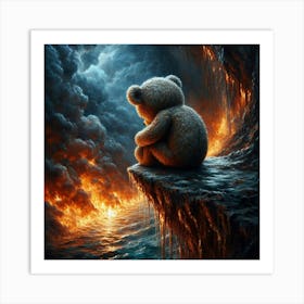 Teddy Bear In The Fire Art Print