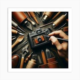 Hand With Camera And Tools Art Print