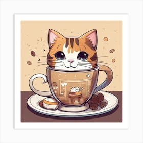 Cute Cat In A Cup Of Coffee 1 Art Print