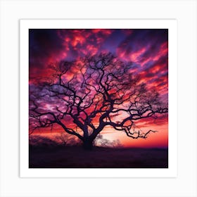 Tree At Sunset Art Print