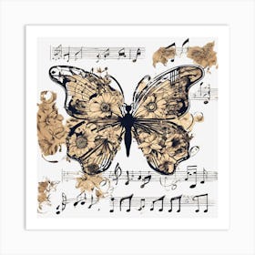 Music Note Butterfly 1 Art Print