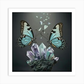 Crystals And Butterflies 1 Art Print