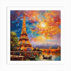 Paris At Sunset 1 Art Print