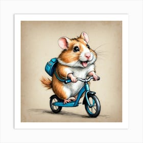 Hamster On A Bike 4 Art Print