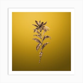 Gold Botanical February Daphne Flowers on Mango Yellow n.2288 Art Print
