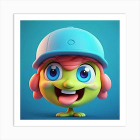 Cartoon Character Wearing A Baseball Cap Art Print