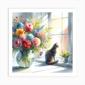 Flowers By The Window Art Print