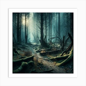 Discover the Enigmatic Charm of a Post-Apocalyptic Forest: A Captivating Photographic Journey. Art Print