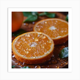 Orange Slices With Water Droplets Art Print