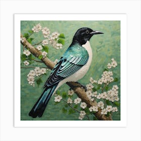 Ohara Koson Inspired Bird Painting Magpie 5 Square Art Print