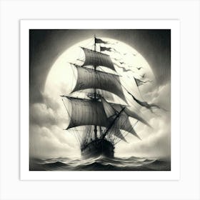 Ship At Sea Art Print