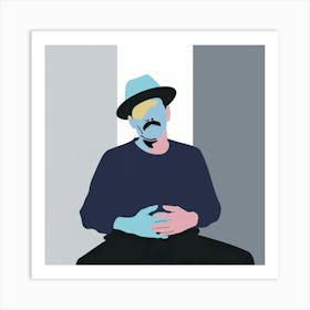 A Minimalist Digital Illustration Of A Man Art Print