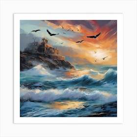 Sunset At The Castle Art Print