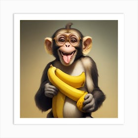 Monkey With Glasses Art Print