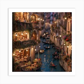 Venice At Night Art Print