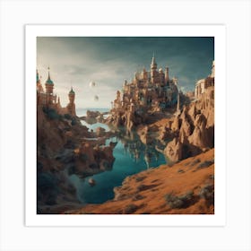 Surreal Landscape Inspired By Dali And Escher 1 Art Print