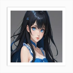 Anime Girl With Blue Hair 1 Art Print