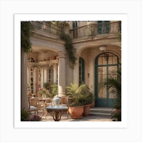 Patio With Potted Plants Art Print