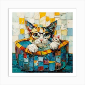 Cat In A Basket 2 Art Print