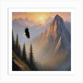 A Mesmerizing Mountain Sunrise Painting (1) Art Print