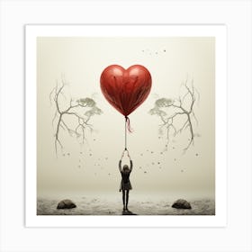 Girl Holding A Heart Art Print