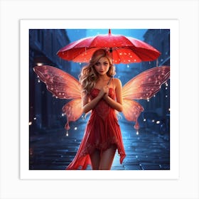 Fairy In The Rain Art Print