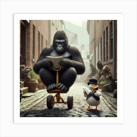 Gorilla On A Bike Art Print