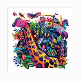 Giraffes In The Jungle 1 Art Print