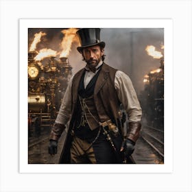 AI Steampunk Hugh Jackman Art Print