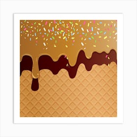 Ice Cream Waffle Vector 3 Art Print