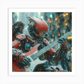 Robot Playing Guitar 1 Art Print