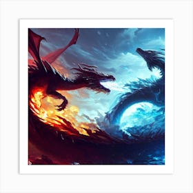 Dragons Fighting 7 Art Print