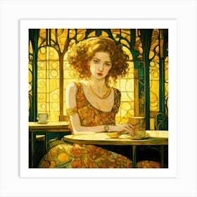 Lady With A Cup Of Tea Art Print