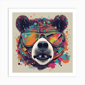 Bear, New Poster For Ray Ban Speed, In The Style Of Psychedelic Figuration, Eiko Ojala, Ian Davenpor Art Print