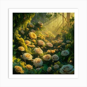 Roses In The Forest Art Print