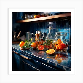 Watercolor Modern Kitchen Studio Photography Complex Details High Detail Art Print