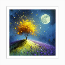 Tree In The Moonlight Art Print