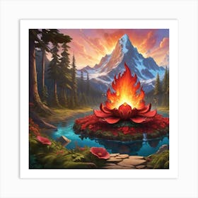 Fire In The Forest Art Print