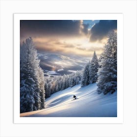 Skier In The Snow Art Print